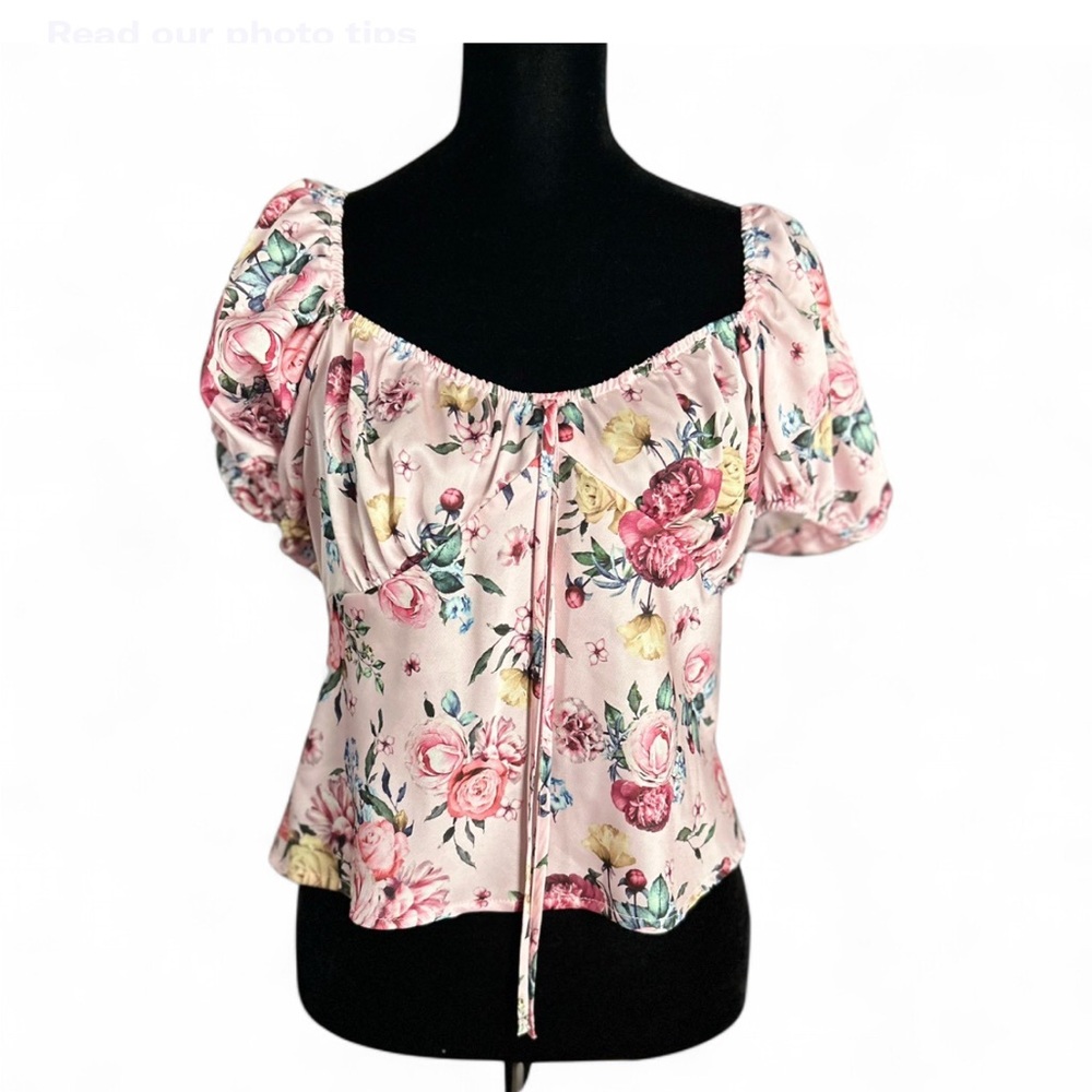 BLUE RAIN Floral Puff Sleeve Top XL